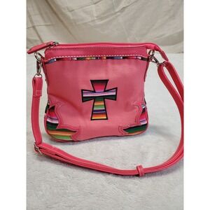 Cowgirl Trendy Coral Pink Cross Concealed Carry Handbag Purse Bag Eclectic Artsy